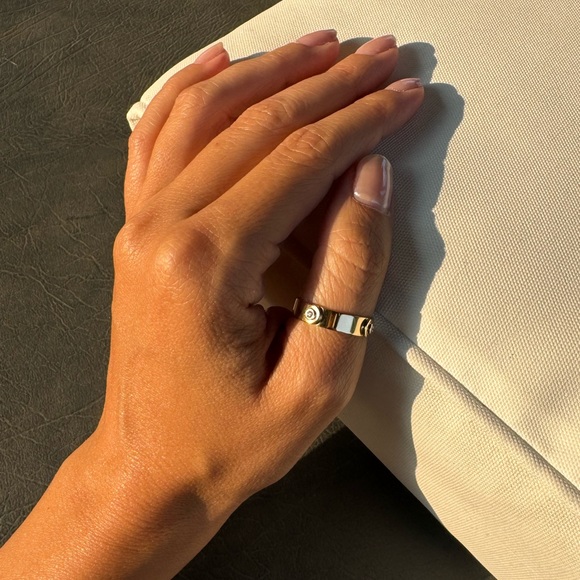 Shinola Gold and Diamond Rivet Ring - Picture 3 of 10